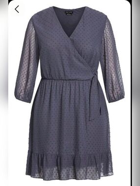 NWT City Chic Wrap Dress in Slate Blue (XL)